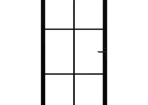 Ușă de interior, negru, 93x201,5 cm, sticlă ESG și aluminiu - 3/5