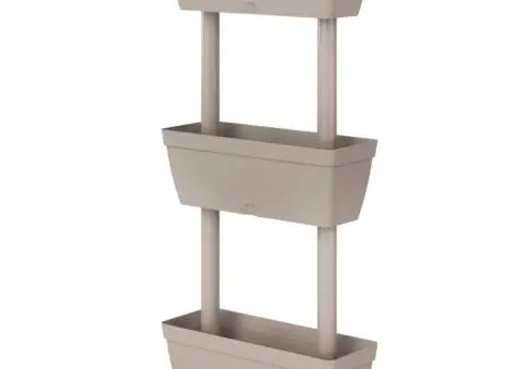 Jardinieră de grădină, 3 buc., gri taupe, 100 cm - 2/5