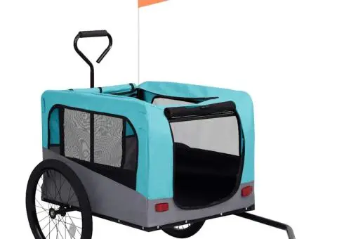 Remorcă bicicletă & cărucior 2-în-1 animale, albastru și gri - 3/5