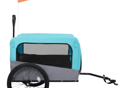 Remorcă bicicletă & cărucior 2-în-1 animale, albastru și gri - 4/5