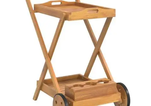 Cărucior pentru ceai, 54x87x90 cm, lemn masiv de acacia - 2/5