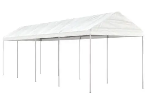 Foișor cu acoperiș, alb, 8,92x2,28x2,69 m, polietilenă - 1/5