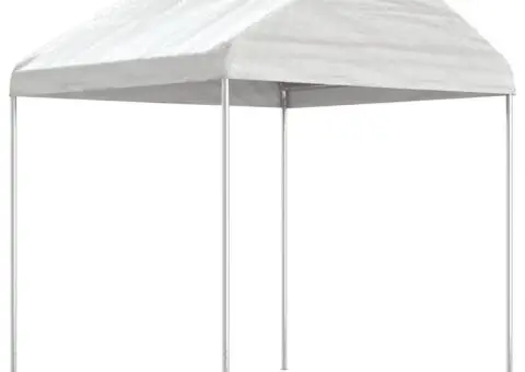 Foișor cu acoperiș, alb, 8,92x2,28x2,69 m, polietilenă - 2/5