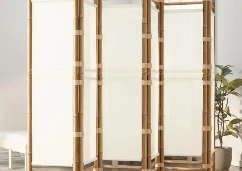 Separator de cameră pliabil cu 6 panouri 240 cm bambus și pânză - 1/5