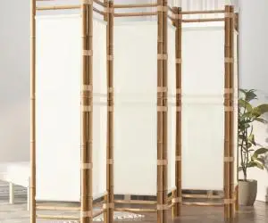 vidaXL Separator de cameră pliabil cu 6 panouri 240 cm bambus și pânză
