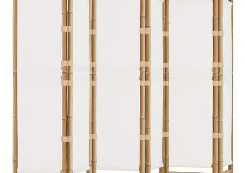 Separator de cameră pliabil cu 6 panouri 240 cm bambus și pânză - 2/5