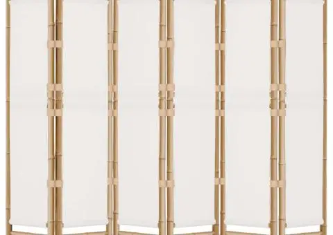 Separator de cameră pliabil cu 6 panouri 240 cm bambus și pânză - 5/5