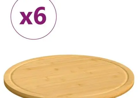 Tocătoare, 6 buc., Ø40x1,5 cm, bambus - 1/5