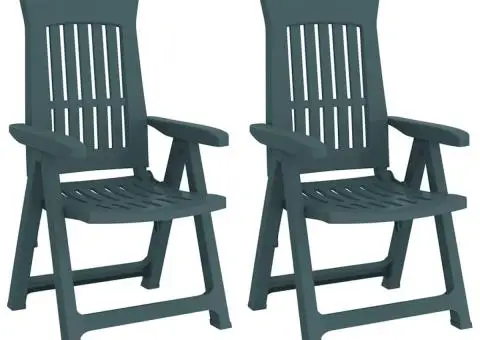 Scaune de grădină rabatabile, 2 buc., verde, PP - 2/5