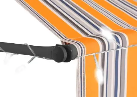 Copertină retractabilă manual cu LED, galben & albastru, 400 cm - 5/5