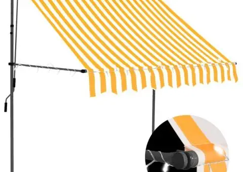 Copertină retractabilă manual cu LED, alb & portocaliu, 150 cm - 1/5