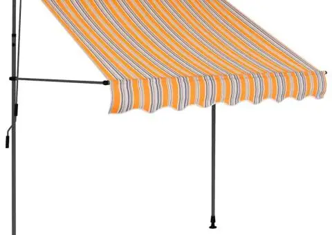 Copertină retractabilă manual cu LED, galben & albastru, 150 cm - 2/5