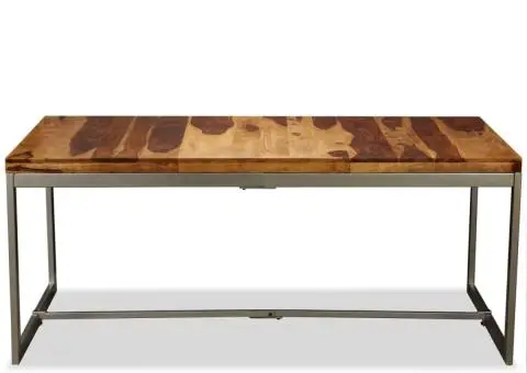 Masă de bucătărie, 180 cm, lemn masiv de acacia și oțel - 3/5