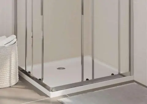 Cădiță de duș dreptunghiulară din ABS, alb, 80x90 cm - 1/5