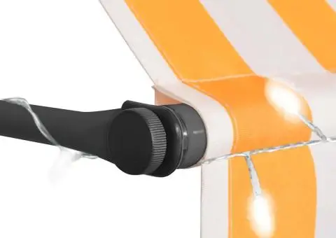 Copertină retractabilă manual cu LED, alb & portocaliu, 400 cm - 4/5