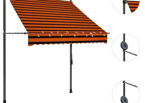 Copertină retractabilă manual cu LED, portocaliu & maro, 150 cm - 3/5