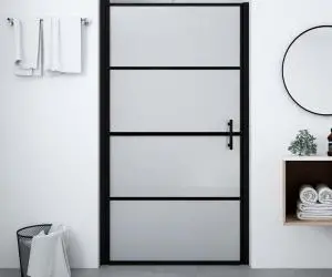 vidaXL Ușă de duș, negru, 100 x 178 cm, sticlă mată securizată