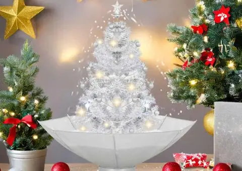 Brad de Crăciun cu ninsoare și bază umbrelă, alb, 75 cm - 2/5