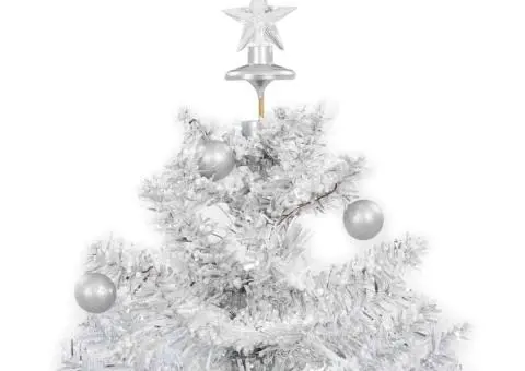 Brad de Crăciun cu ninsoare și bază umbrelă, alb, 75 cm - 5/5