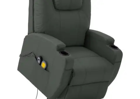 Fotoliu de masaj cu ridicare, antracit, piele ecologică - 1/5