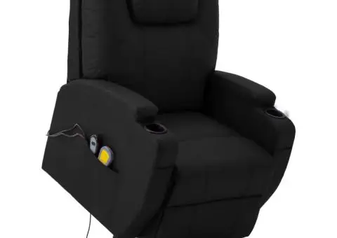 Fotoliu de masaj cu ridicare, negru, piele ecologică - 1/5