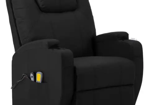 Fotoliu de masaj cu ridicare, negru, piele ecologică - 2/5