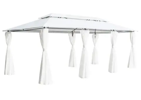 Pavilion cu perdele, alb, 600 x 298 x 270 cm, 180g/m² - 1/5