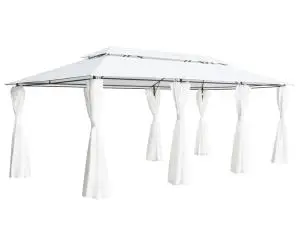 vidaXL Pavilion cu perdele, alb, 600 x 298 x 270 cm, 180g/m²