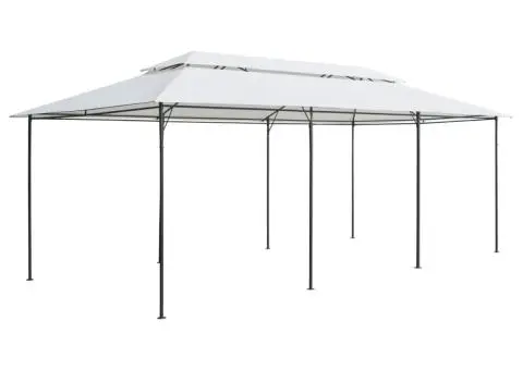 Pavilion cu perdele, alb, 600 x 298 x 270 cm, 180g/m² - 4/5