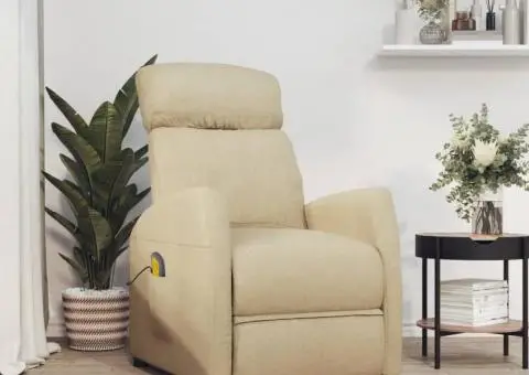 Fotoliu de masaj, crem, material textil - 1/5