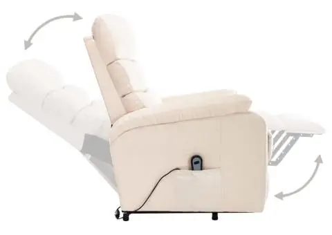 Fotoliu de masaj cu ridicare, crem, material textil - 5/5