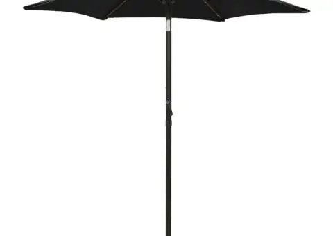 Umbrelă de soare cu lumini LED, negru, 200x211 cm, aluminiu - 1/5