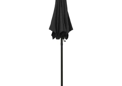 Umbrelă de soare cu lumini LED, negru, 200x211 cm, aluminiu - 3/5