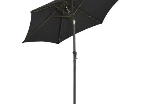 Umbrelă de soare cu lumini LED, negru, 200x211 cm, aluminiu - 4/5