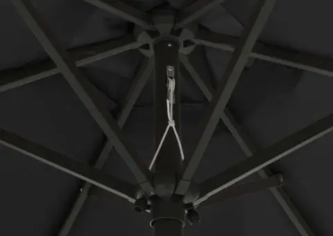 Umbrelă de soare cu lumini LED, negru, 200x211 cm, aluminiu - 5/5