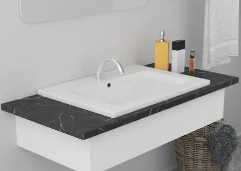 Chiuvetă încorporată, alb, 61 x 39,5 x 18,5 cm, ceramică - 1/5