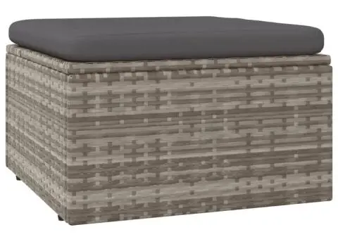 Taburet de grădină cu pernă, gri, 55x55x30 cm, poliratan - 2/5