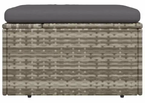 Taburet de grădină cu pernă, gri, 55x55x30 cm, poliratan - 5/5