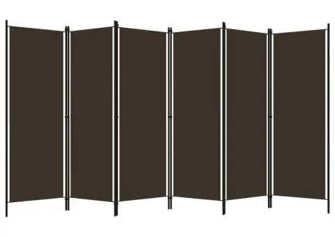 Paravan de cameră cu 6 panouri, maro, 300 x 180 cm - 2/5