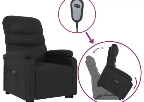 Fotoliu de masaj cu ridicare, negru, piele ecologică - 2/5