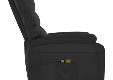 Fotoliu de masaj cu ridicare, negru, piele ecologică - 5/5