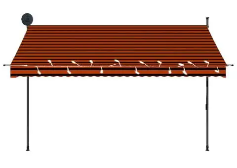 Copertină retractabilă manual cu LED, portocaliu & maro, 300 cm - 5/5