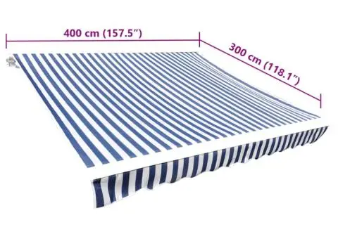 Pânză copertină, albastru & alb, 4x3 m (cadrul nu este inclus) - 5/5