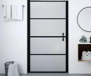 vidaXL Ușă de duș, negru, 81 x 195 cm, sticlă securizată mată
