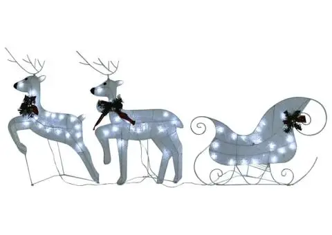 Decor de Crăciun cu reni și sanie, 60 LED-uri, alb, exterior - 2/5