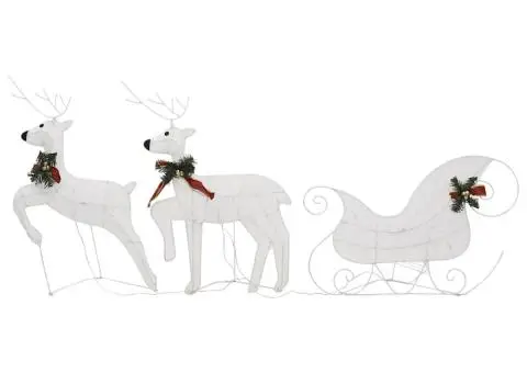 Decor de Crăciun cu reni și sanie, 60 LED-uri, alb, exterior - 3/5