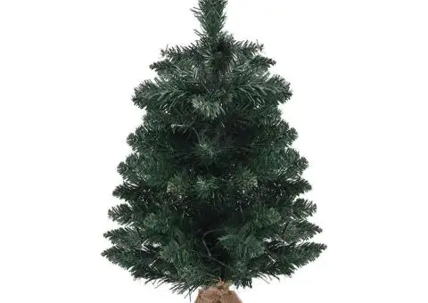 Brad Crăciun artificial pre-iluminat cu suport verde 60 cm, PVC - 2/5