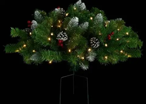Brad de Crăciun artificial de alee pre-iluminat verde 40 cm PVC - 5/5