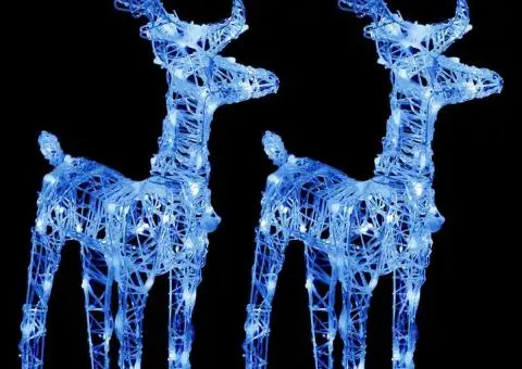 Reni de Crăciun, 2 buc., albastru, 80 LED-uri, acril - 2/5