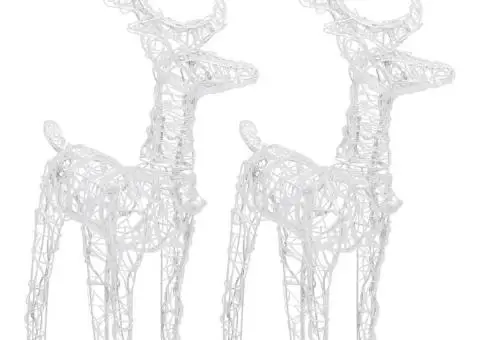 Reni de Crăciun, 2 buc., albastru, 80 LED-uri, acril - 3/5